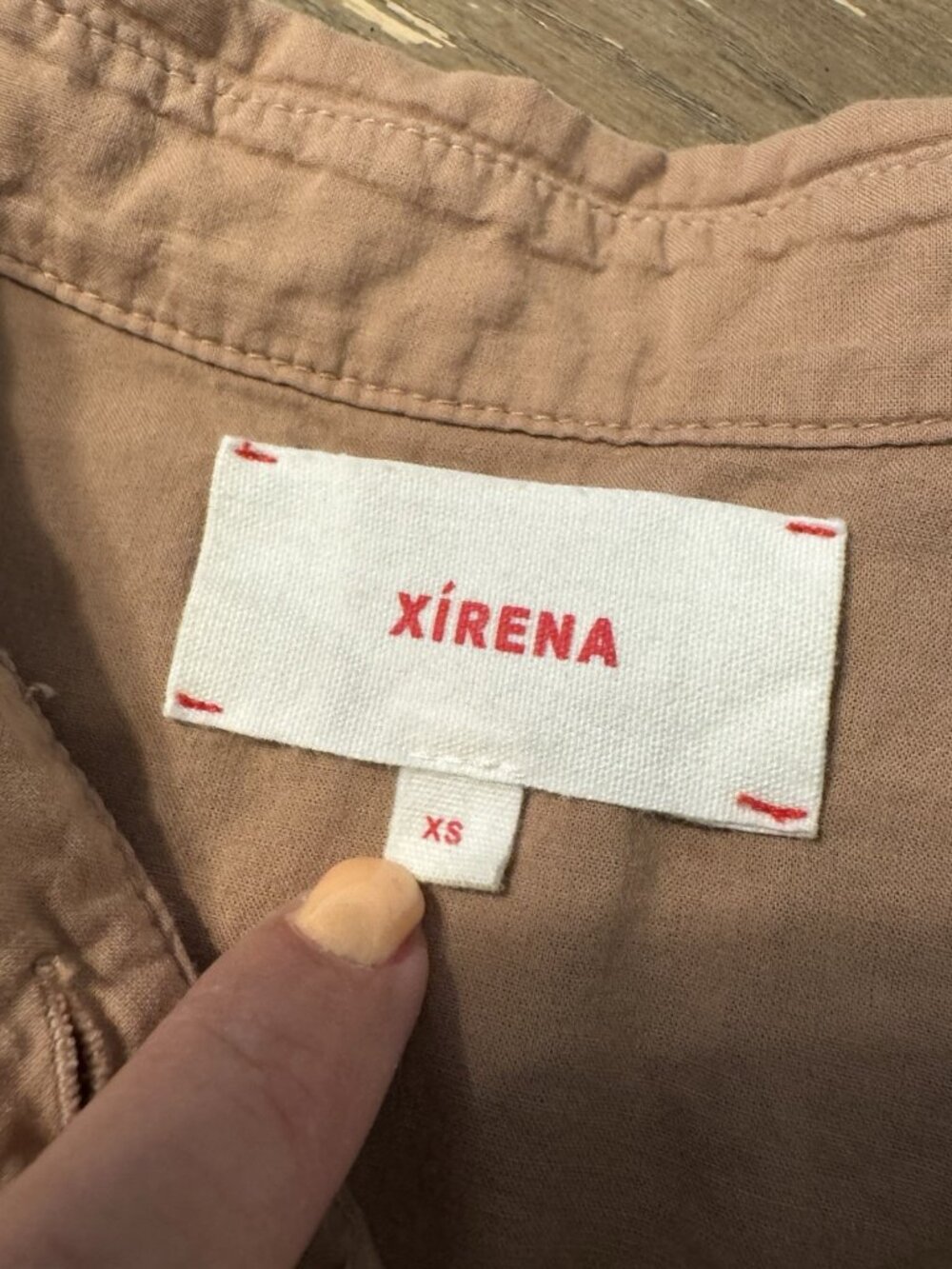 Xirena Channing Shirt Neutral Tan Roll Short Sleeve Costal Minimalist Oversized - Picture 6 of 10